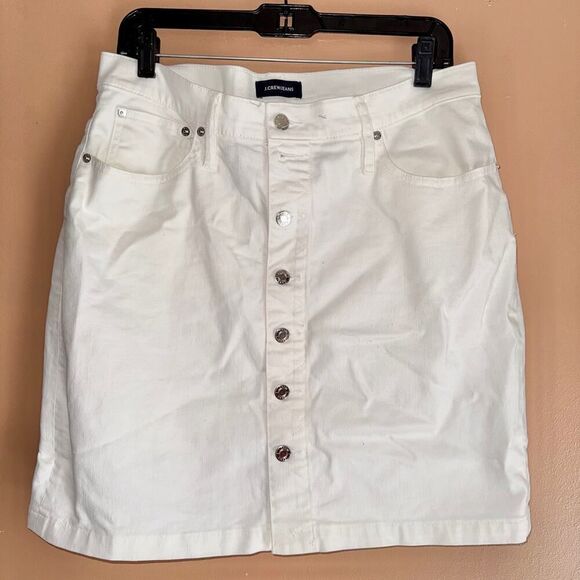 J. Crew Jeans Women's White Denim Button Down Skirt Size 31 - Picture 6 of 9